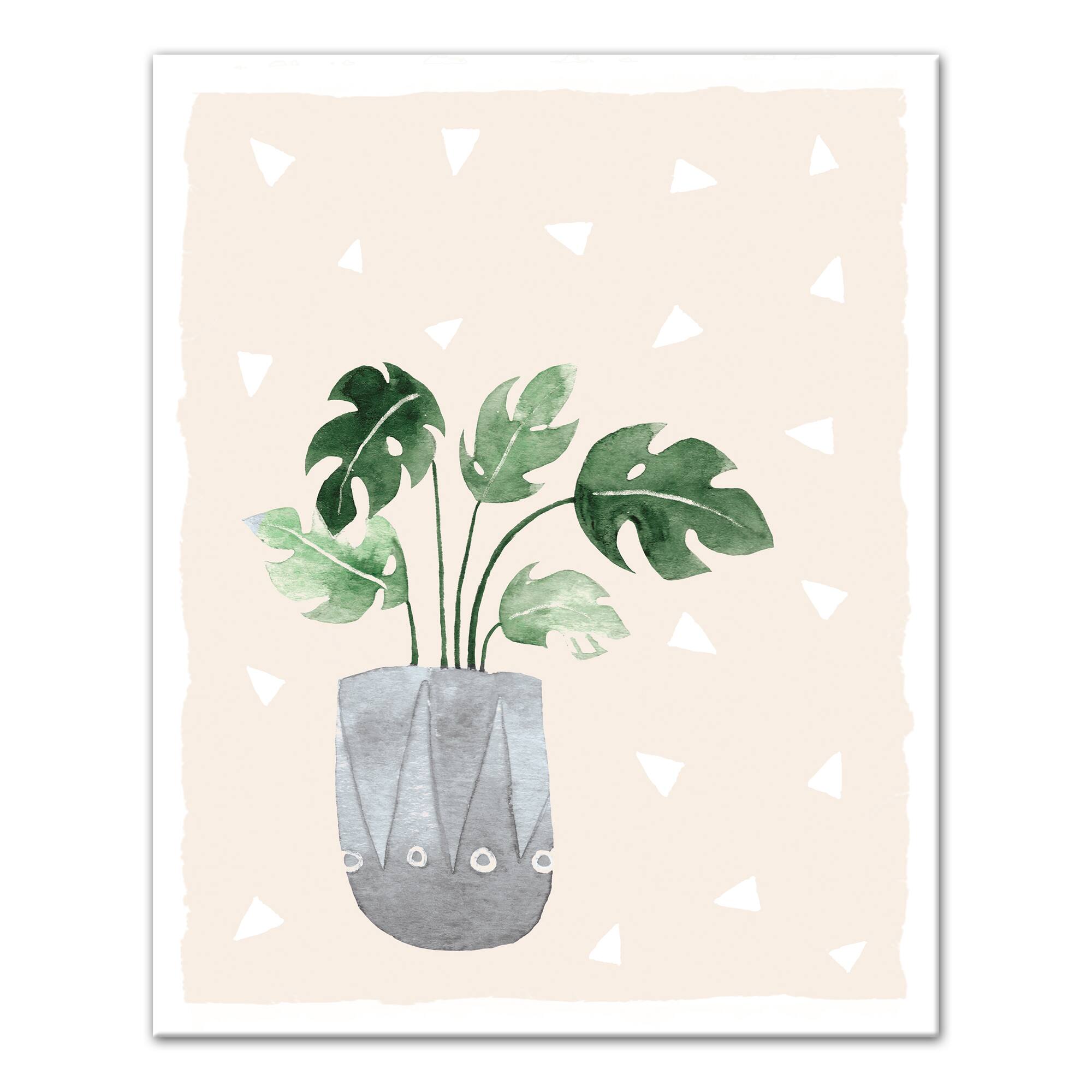 Designs Direct Monstera Triangle Pattern Canvas Wall Art